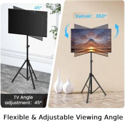 Gymax Tripod TV Stand 5-position Height Adjustable Swivel TV Floor Stand in Black - thumbnail 5