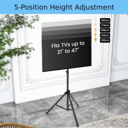Gymax Tripod TV Stand 5-position Height Adjustable Swivel TV Floor Stand in Black - thumbnail 4