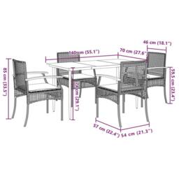 Berkfield Home 5 Piece Garden Dining Set with Cushions Black Poly Rattan - thumbnail 7