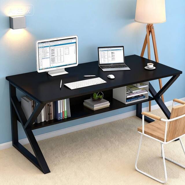 FORGEVIO Computer Desk Laptop Pc Study Table Office Desk Home Furniture in Black - image 1