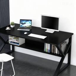 FORGEVIO Computer Desk Laptop Pc Study Table Office Desk Home Furniture in Black - thumbnail 7