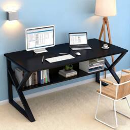 FORGEVIO Computer Desk Laptop Pc Study Table Office Desk Home Furniture in Black