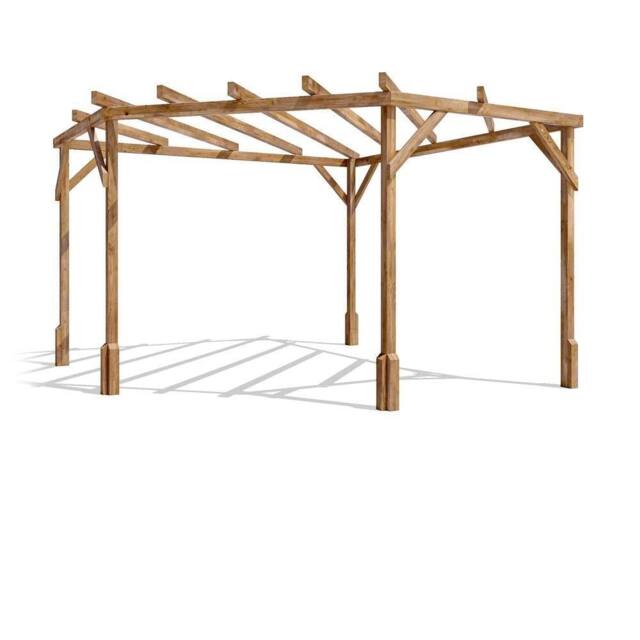 Dunster House Wooden Corner Pergola Kit 3x3m Pressure Treated Utopia Diamond in Brown - image 1