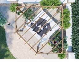 Dunster House Wooden Corner Pergola Kit 3x3m Pressure Treated Utopia Diamond in Brown - thumbnail 4