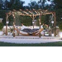 Dunster House Wooden Corner Pergola Kit 3x3m Pressure Treated Utopia Diamond in Brown - thumbnail 3