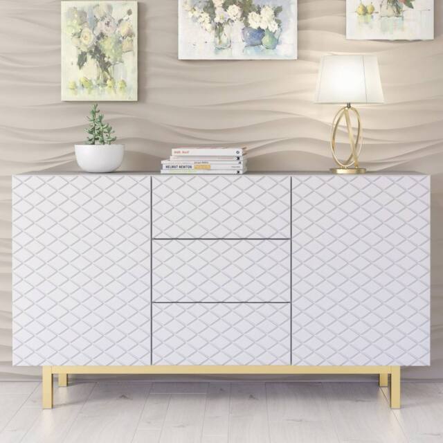 Mex Furniture LTD Sideboard Diamond Luxe 140cm - White - image 1