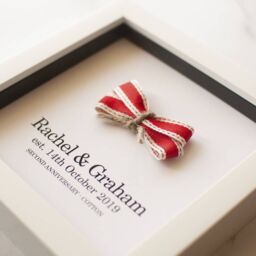 Afewhometruths Personalised 2nd Wedding Anniversary Cotton Heart - Framed Keepsake Gift in Red - thumbnail 3