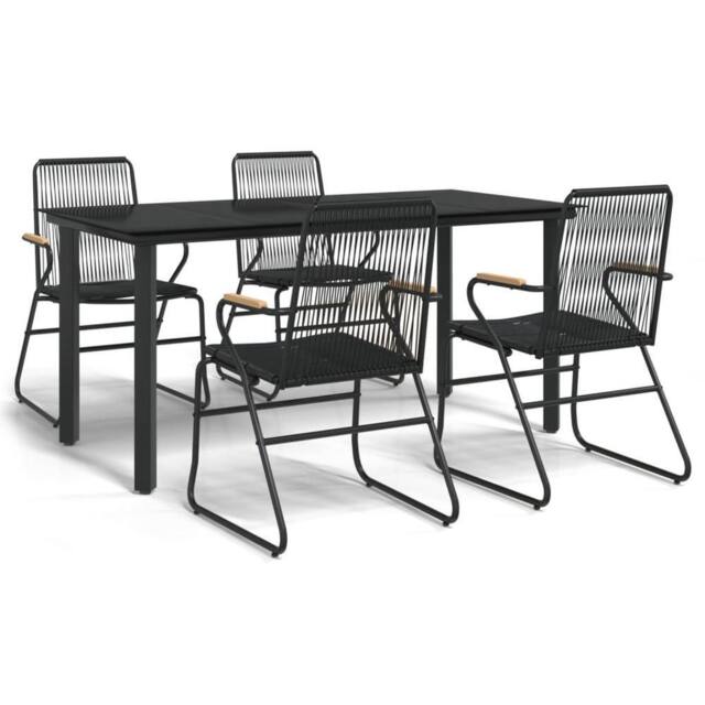 Berkfield Home 5 Piece Garden Dining Set Black PVC Rattan - image 1