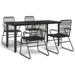 Berkfield Home 5 Piece Garden Dining Set Black PVC Rattan - thumbnail 1