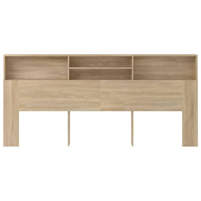 Berkfield Home Headboard Cabinet Sonoma Oak 220x19x103.5 cm in Light Tan - image 1