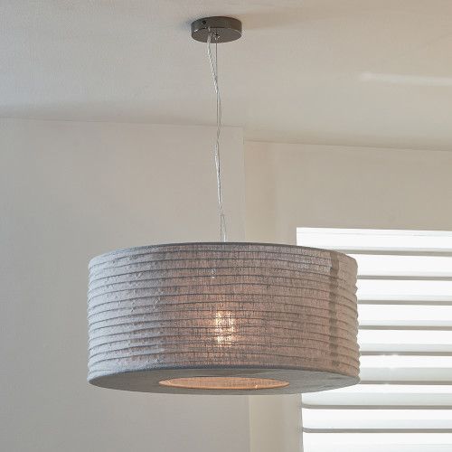 Ruma 50cm Hessian Accordion Ceiling Lampshade Pendant in Grey - image 1