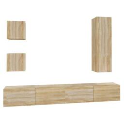 Berkfield Home 5 Piece TV Cabinet Set Sonoma Oak Engineered Wood in Light Tan - thumbnail 1
