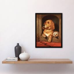 Artery8 Sir Edwin Landseer Framed Wall Art Dignity & Impudence Dog Portrait in Brown - Size: A4 - thumbnail 2
