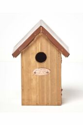 Homescapes Real Wood Bird Box House with Copper Roof in Brown - thumbnail 4