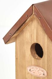 Homescapes Real Wood Bird Box House with Copper Roof in Brown - thumbnail 5