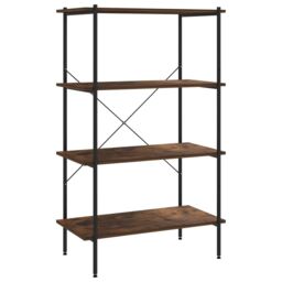Berkfield Home 4-Tier Shelving Unit Black & Dark Wood 80x40x130 cm - Size: 80 x 40 x 130 cm - thumbnail 2