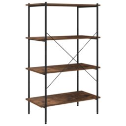 Berkfield Home 4-Tier Shelving Unit Black & Dark Wood 80x40x130 cm - Size: 80 x 40 x 130 cm - thumbnail 5
