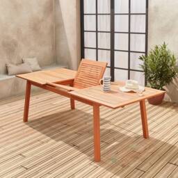 sweeek 8 To 10-seater Extendable Wooden Garden Table in Light Brown - thumbnail 6