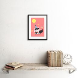 "Artery8 Wall Art Print Badger Party Art Framed 9x7 inch in Black - Size: W7"" x H9""" - thumbnail 2