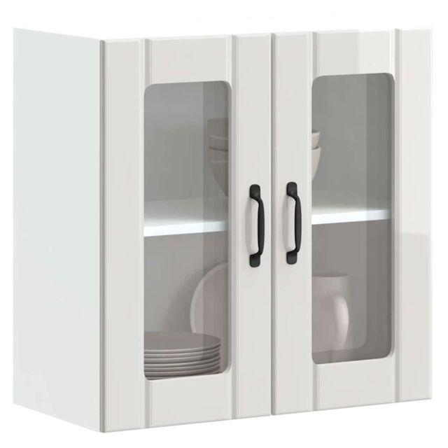 Berkfield Home Kitchen Wall Cabinet with Glass Door Lucca High Gloss White Engineered Wood - image 1