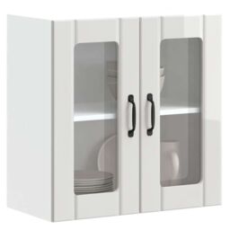 Berkfield Home Kitchen Wall Cabinet with Glass Door Lucca High Gloss White Engineered Wood