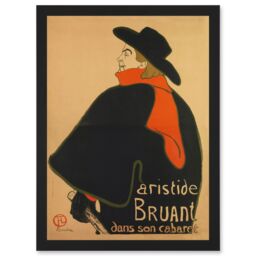 Artery8 Toulouse Lautrec Aristide Bruant In His Cabaret Artwork Framed Wall Art Print A4 in Black - thumbnail 1