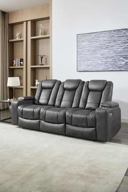 More4Homes Ashton Electric Recliner 3 Seater Sofa Technology Fabric With Built-In Plugs & USB-C Charging in Grey - image 1