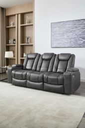 More4Homes Ashton Electric Recliner 3 Seater Sofa Technology Fabric With Built-In Plugs & USB-C Charging in Grey - thumbnail 1