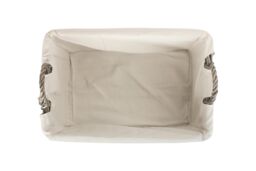 Red Hamper Wicker Shallow Lined Antique Wash Storage Basket in White - Size: Medium - thumbnail 3