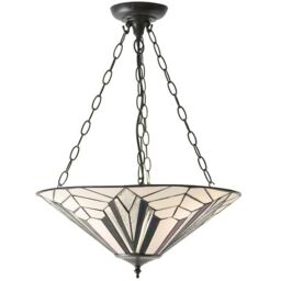 Loops Tiffany Glass Hanging Ceiling Pendant Light Dark Bronze 3 Lamp Shade i00075 in Clear