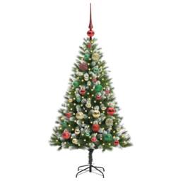 Berkfield Home Artificial Hinged Christmas Tree with Flocked Snow 120 cm in Green - thumbnail 3
