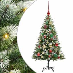 Berkfield Home Artificial Hinged Christmas Tree with Flocked Snow 120 cm in Green - thumbnail 2