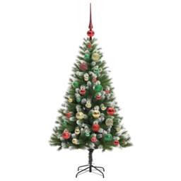 Berkfield Home Artificial Hinged Christmas Tree with Flocked Snow 120 cm in Green - thumbnail 6