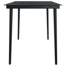 Berkfield Home Garden Dining Table Black 140x70x74 cm Steel & Glass - Size: 140 x 70 x 74 cm - thumbnail 4