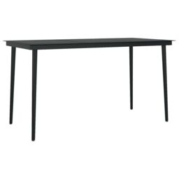 Berkfield Home Garden Dining Table Black 140x70x74 cm Steel & Glass - Size: 140 x 70 x 74 cm - thumbnail 2