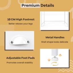 Costway Computer Desk Space Saving Home Office Desk w/2 Fabric Drawers-White in White - thumbnail 3