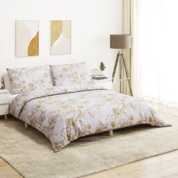 Berkfield Home Duvet Cover Set White & Brown 140x200 cm Cotton