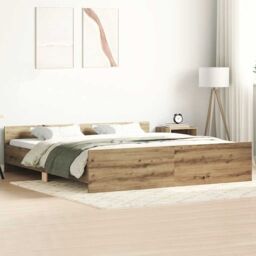 Berkfield Home Bed Frame without Mattress Artisan Oak 180x200cm Engineered Wood in Brown - Size: Super King - thumbnail 1
