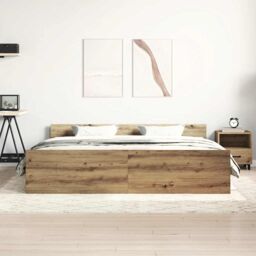 Berkfield Home Bed Frame without Mattress Artisan Oak 180x200cm Engineered Wood in Brown - Size: Super King - thumbnail 3