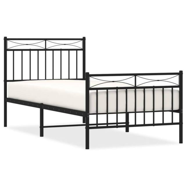 Berkfield Home Metal Bed Frame with Headboard & Footboard Black 90x200 cm - image 1