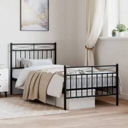 Berkfield Home Metal Bed Frame with Headboard & Footboard Black 90x200 cm - thumbnail 2