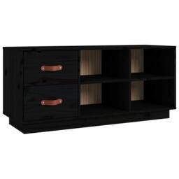 Berkfield Home Shoe Bench Black 100x34x45 cm Solid Wood Pine - Size: 100 x 34 x 45 cm