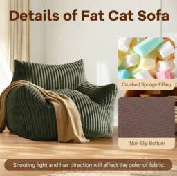 STILVORA Bean Bag Chair with Footrest, Corduroy, Green - thumbnail 6
