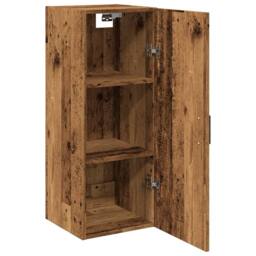 Berkfield Home Wall Mounted Cabinet Old Wood 34.5x34x90 cm Engineered Wood in Brown - thumbnail 4