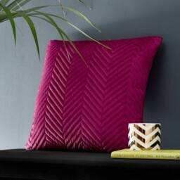"Portfolio Home Pinsonic Velvet Filled Cushion 43 x 43cm - 17"" x 17"" in Pink - Size: 43 cm x 43 cm"