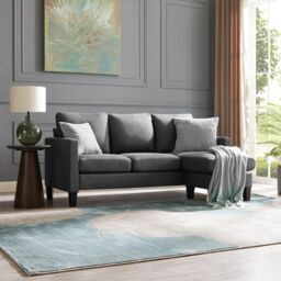 Home Detail Leah 3 Seater Fabric Sofa L-Shaped Chaise Left or Right Hand Corner in Grey - thumbnail 2