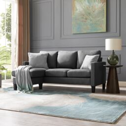 Home Detail Leah 3 Seater Fabric Sofa L-Shaped Chaise Left or Right Hand Corner in Grey - thumbnail 1