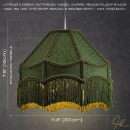 Happy Homewares Classic Forest Green Floral Jacquard Victorian Empire Pendant Shade in Dark Green - Size: 12 inches - thumbnail 6