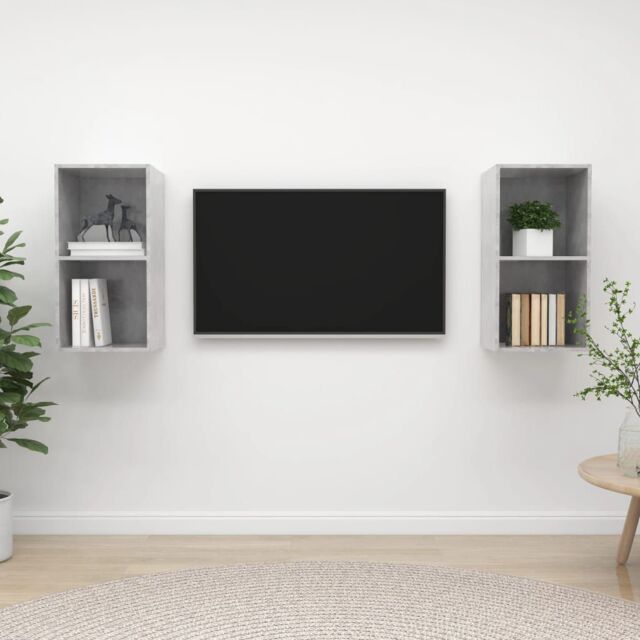Berkfield Home Wall-mounted TV Cabinets 2 pcs Concrete Grey Engineered Wood - image 1