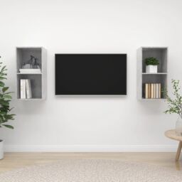 Berkfield Home Wall-mounted TV Cabinets 2 pcs Concrete Grey Engineered Wood - thumbnail 1